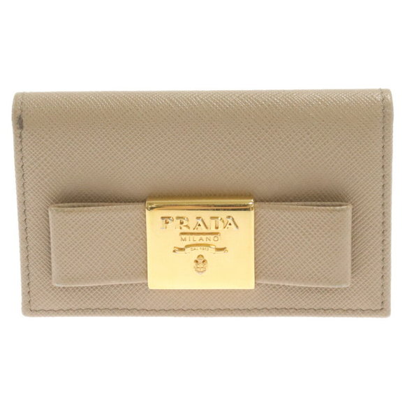 Prada Case Saffiano Holder Business Beige Fiocco - Picture 1 of 5